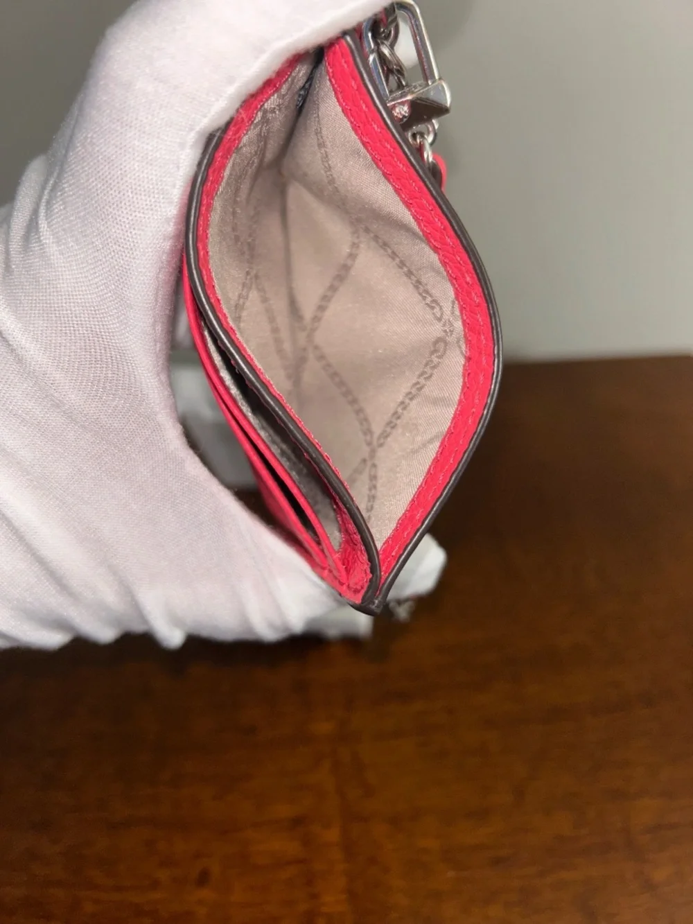 Michael Kors Pink Leather Card Holder on Wristlet Chain; EUC
